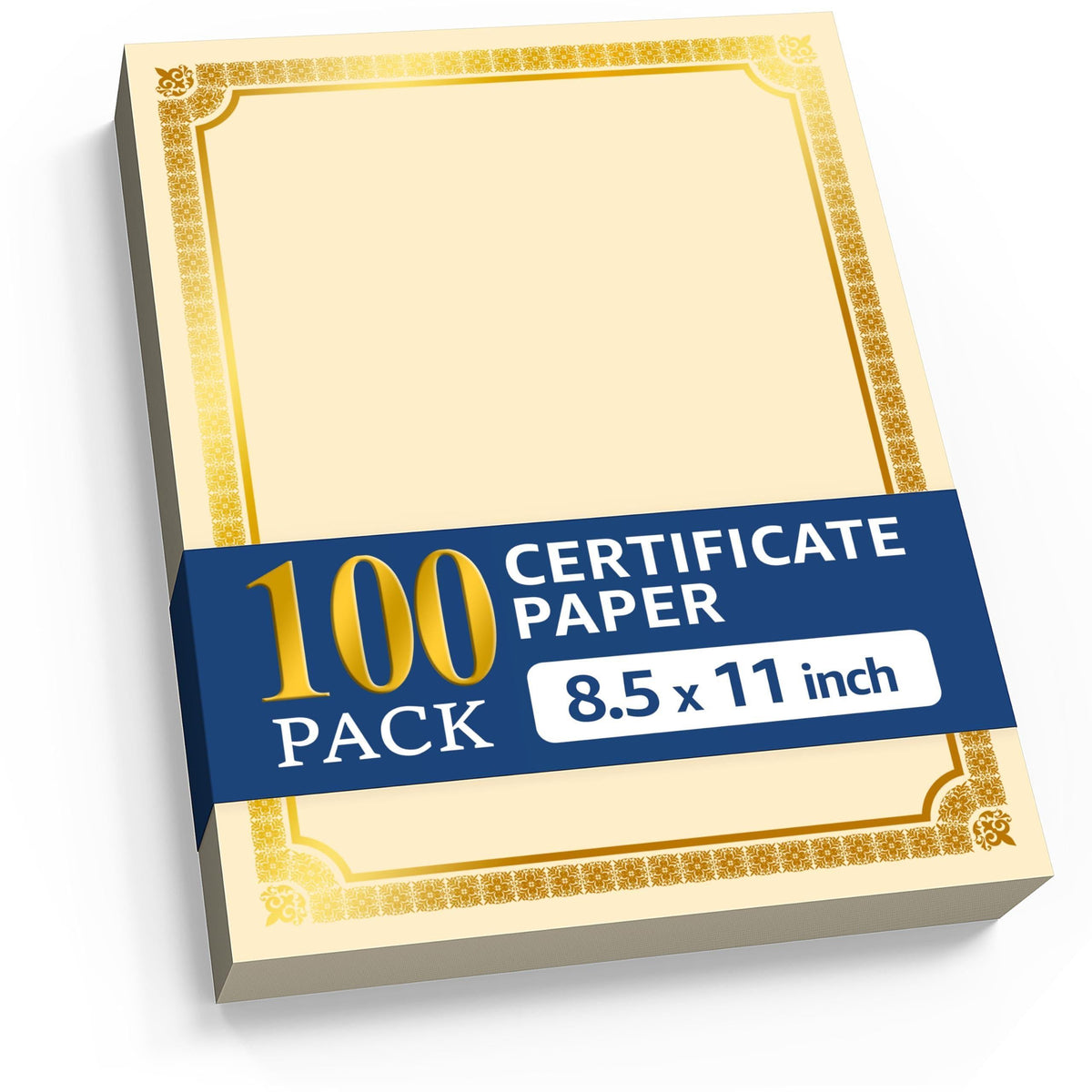 100 Certificate Paper 8.5 x 11 for Printing Blank Certificate Papers for Award Certificates Diploma Paper Premium Gold Foil Award Papers Cardstock for Awards Certificates Graduation