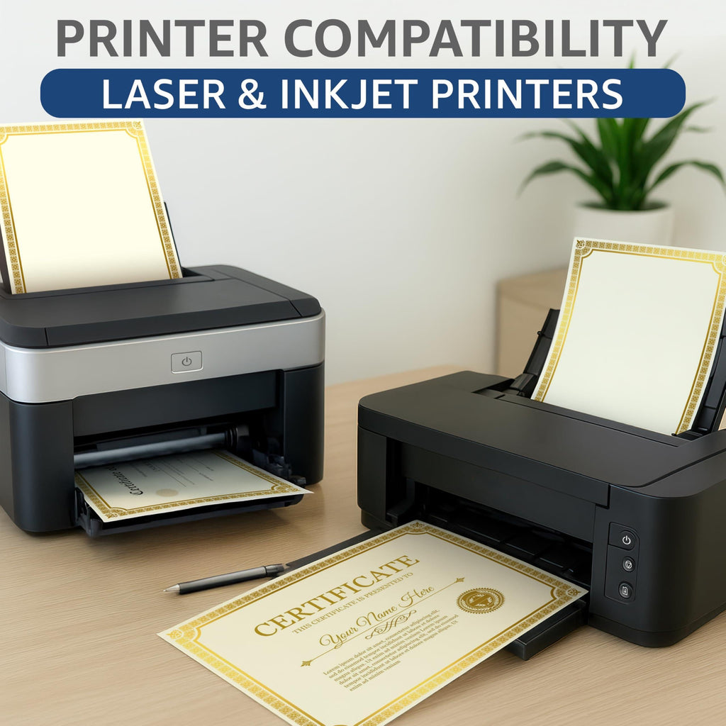 100 Certificate Paper 8.5 x 11 for Printing Blank Certificate Papers for Award Certificates Diploma Paper Premium Gold Foil Award Papers Cardstock for Awards Certificates Graduation