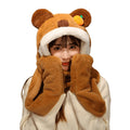 Cute Bear Hat Scarf Gloves Set