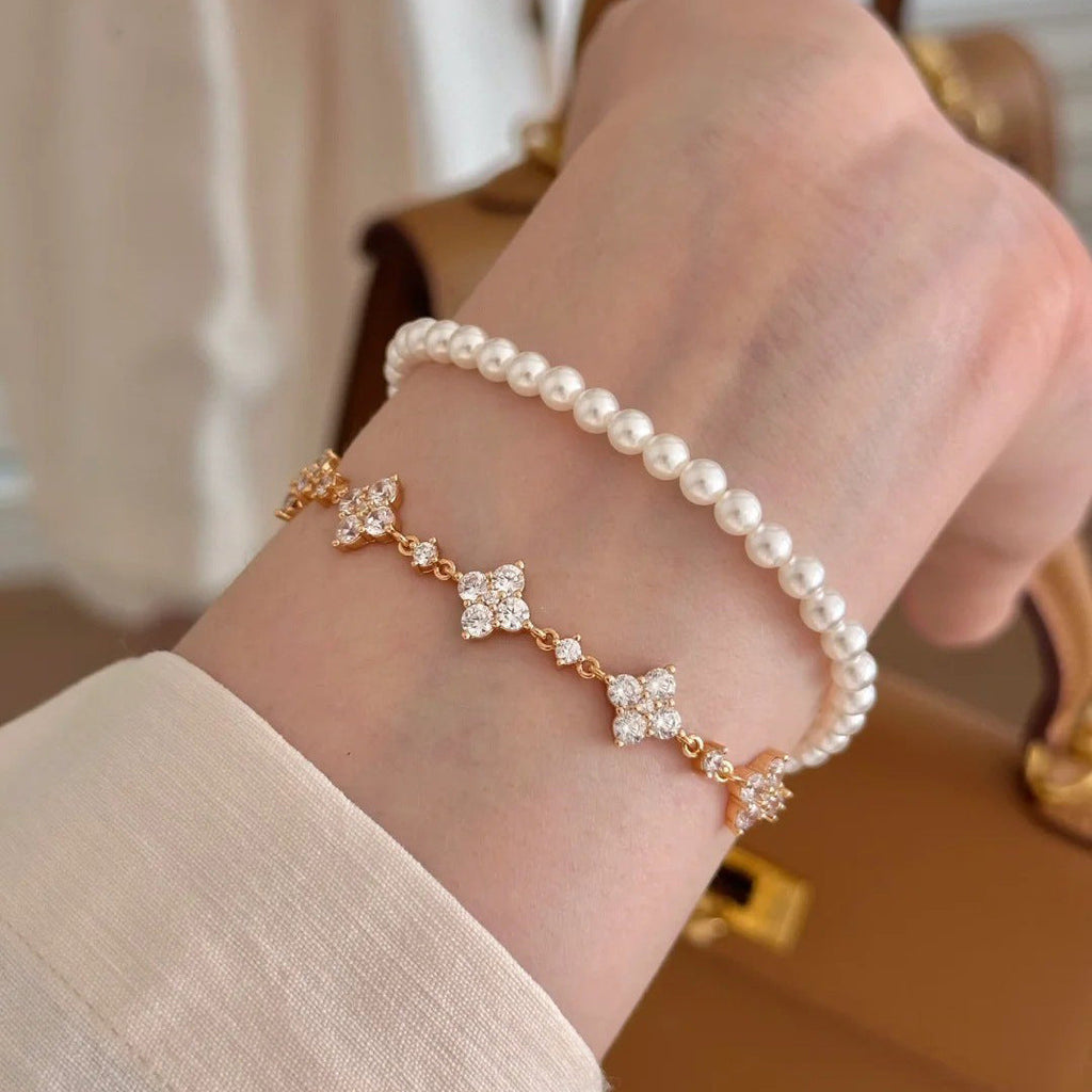 Full Pave Clear Simulated Zirconia Star Adjustable Bracelet Gold Silver Tone Stackable Women Daily Hand Ornaments