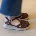 Woven Linen Casual Ethnic Vintage Chic Sporty Sandals With A Comfortable Thick Wedge Sole
