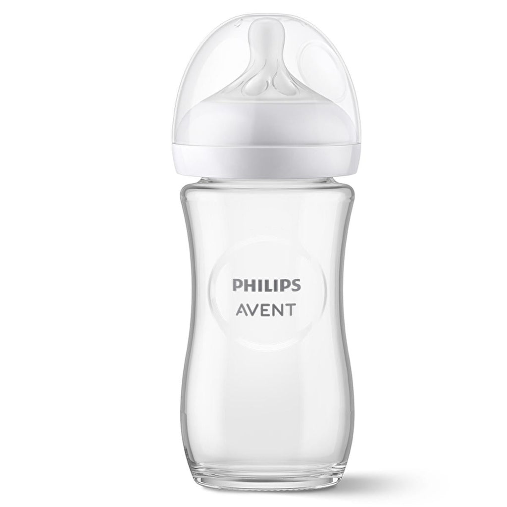 Philips Avent Natural Response Glass Baby Bottle, 8 oz: Anti-Colic, Slow Flow, BPA-Free, Newborn Feeding
