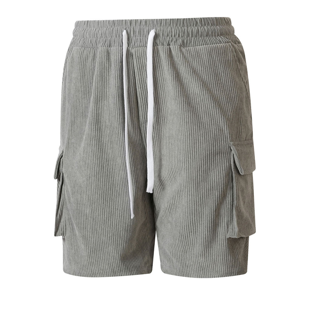 Corduroy Utility Shorts With An Elastic Waist And Drawstring