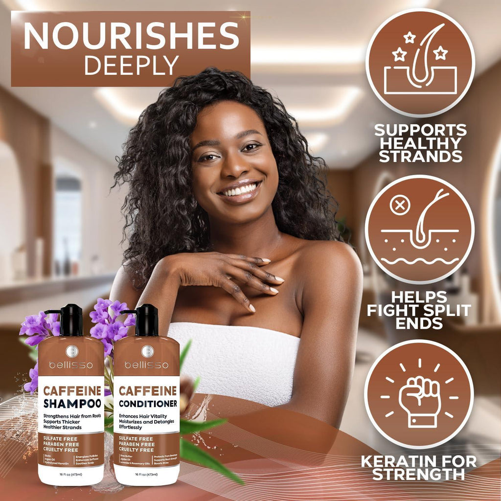 Caffeine Shampoo and Conditioner Set Volumizing Products for Women and Men Thickening Volume Boosting Formula for Thinning and Fine Hair Sulfate Free No Parabens Hydrating Salon Grade