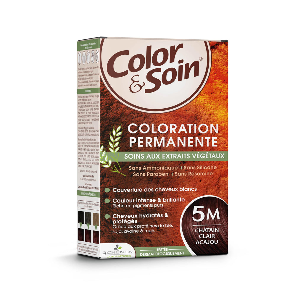 Color&Soin Natural Ammonia-Free Hair Dye - Light Mahogany Chestnut Shade, Gentle Conditioning Hair Color Treatment for Natural Hair Care