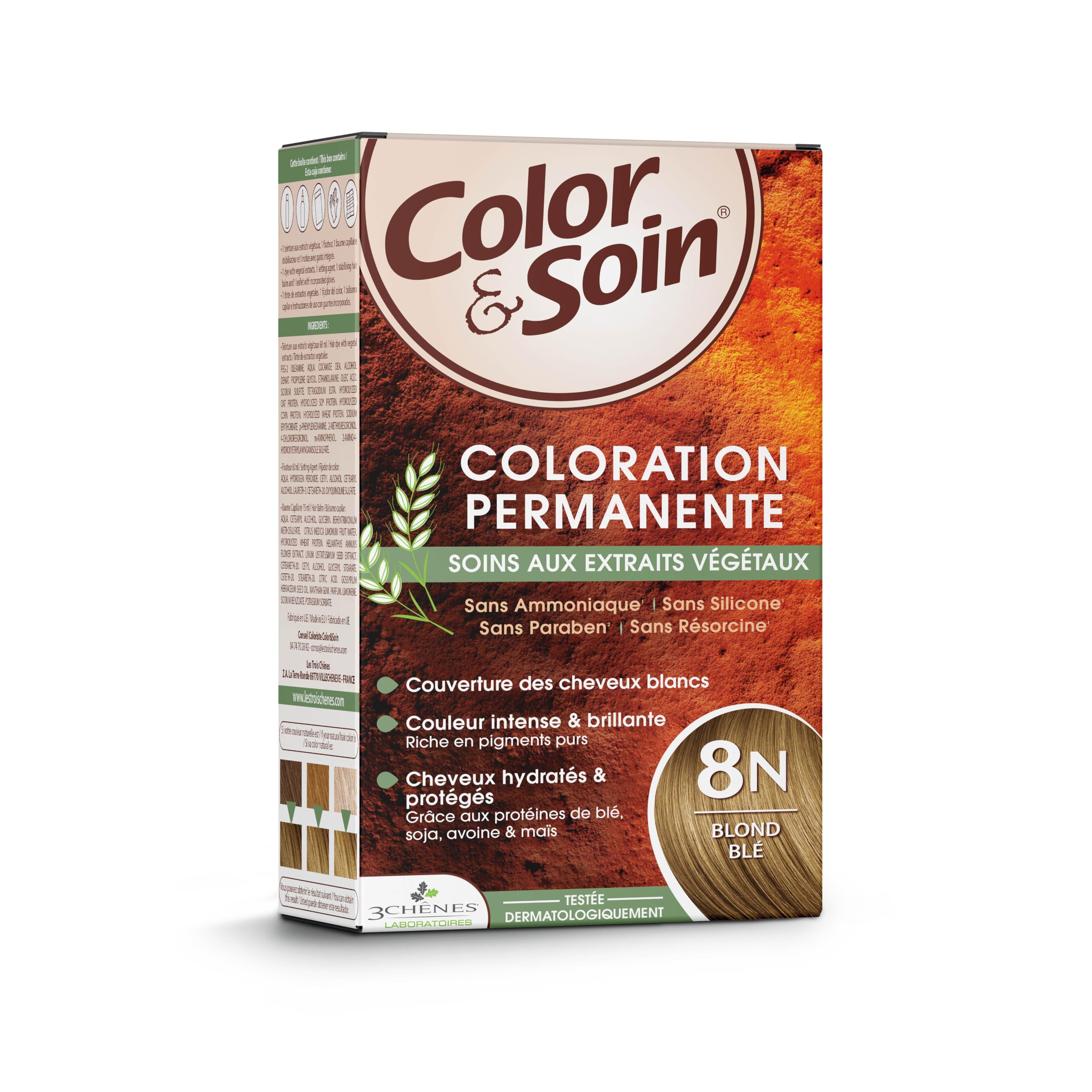 Color&Soin Natural 8N Wheat Germ Blond Hair Dye - Ammonia-Free, Plant-Based Hair Coloring