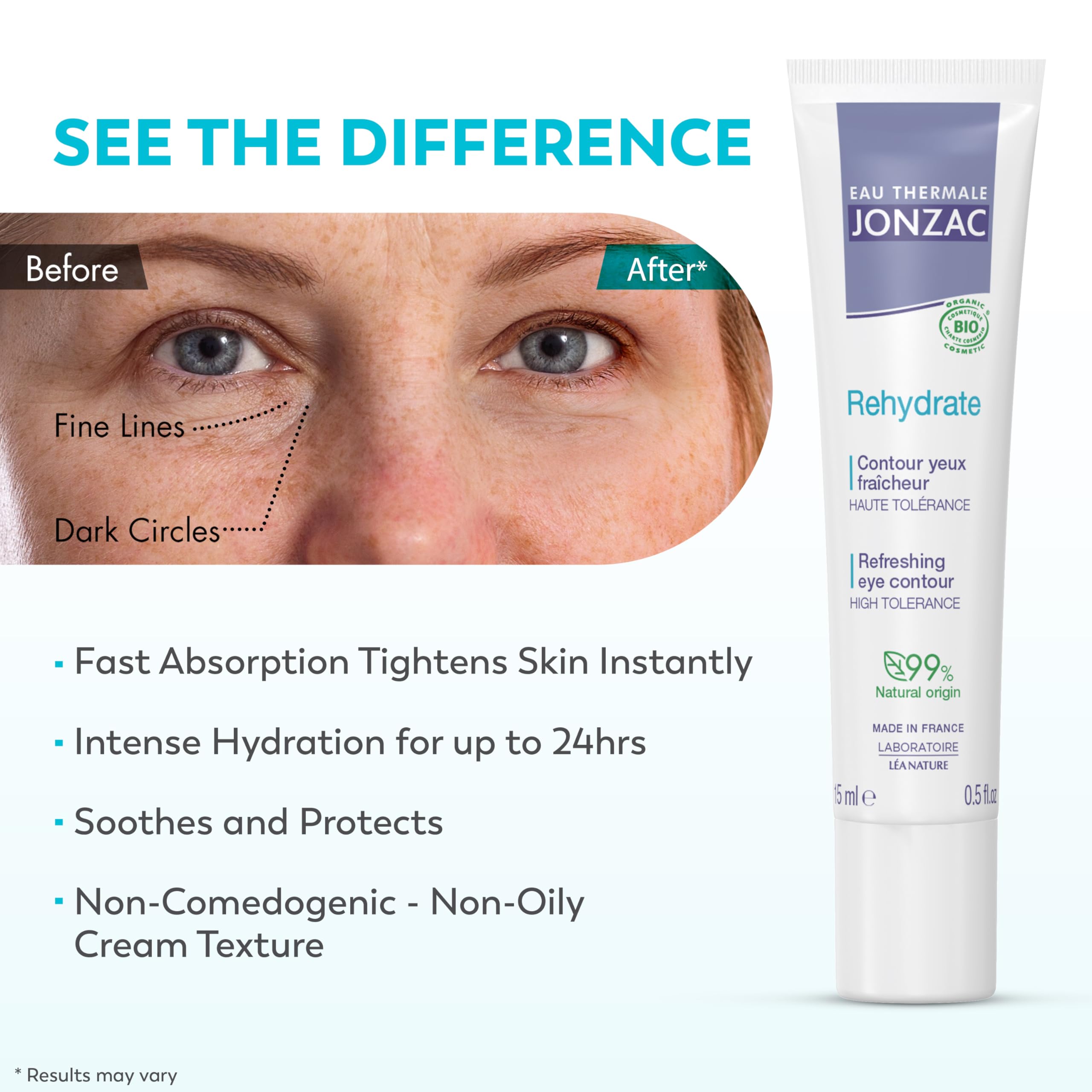 Eau Thermale Jonzac Soothing Eye Cream for Sensitive Skin - Hypoallergenic & Natural
