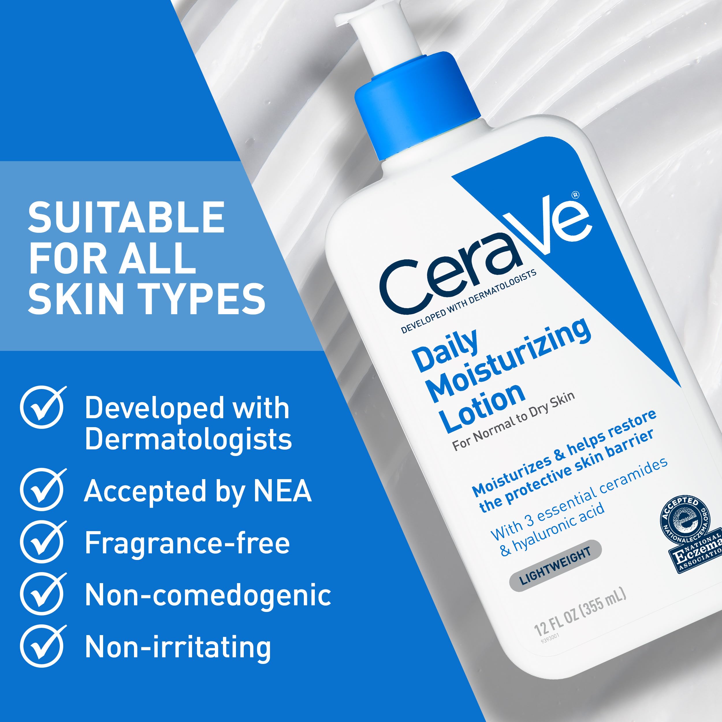 CeraVe Facial Moisturizing Lotion - Non-Comedogenic, Fragrance-Free, Hyaluronic Acid & Ceramide Skincare for Normal to Dry Skin