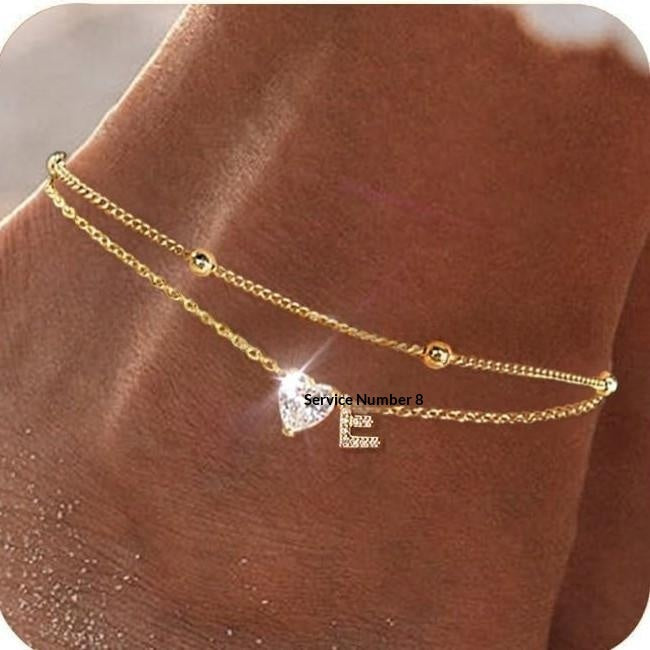 Womens Adjustable Delicate Versatile Double-layer Anklet Set