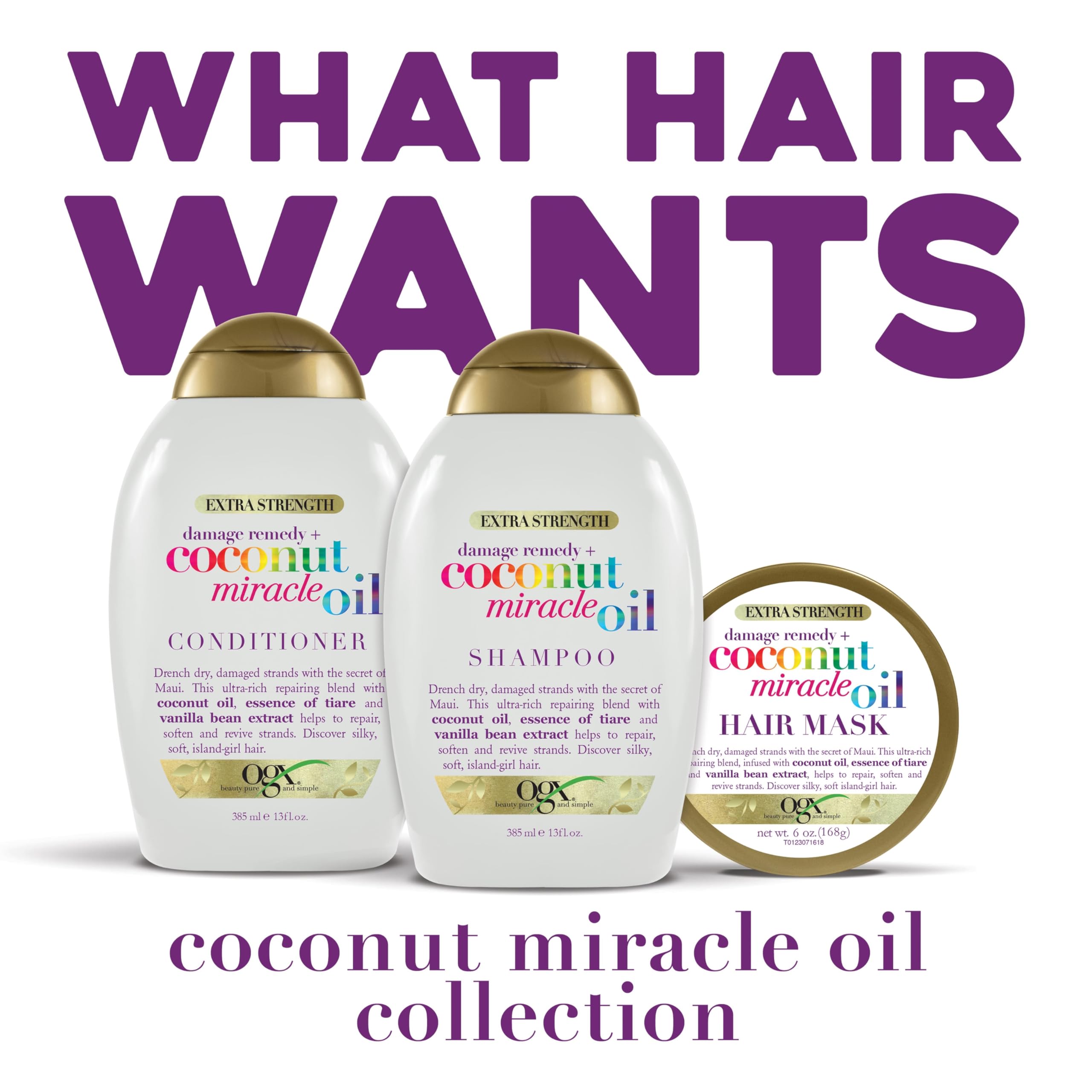 OGX Coconut Miracle Oil Conditioner - Sulfate-Free Hair Repair & Nourishment 13.01 fl oz