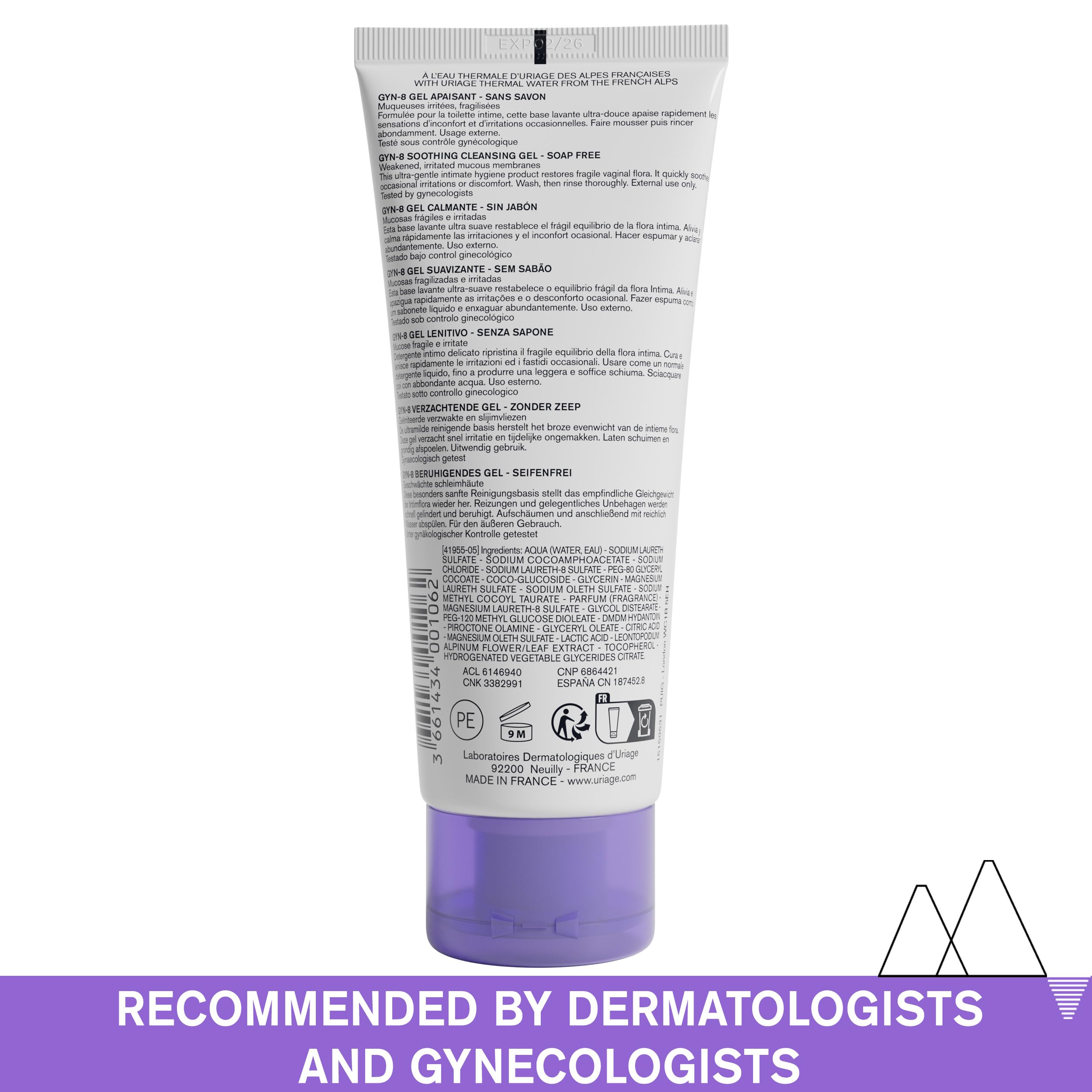Uriage Gyn-8 Soothing Cleansing Gel Intimate Hygiene 3.4 Ounce