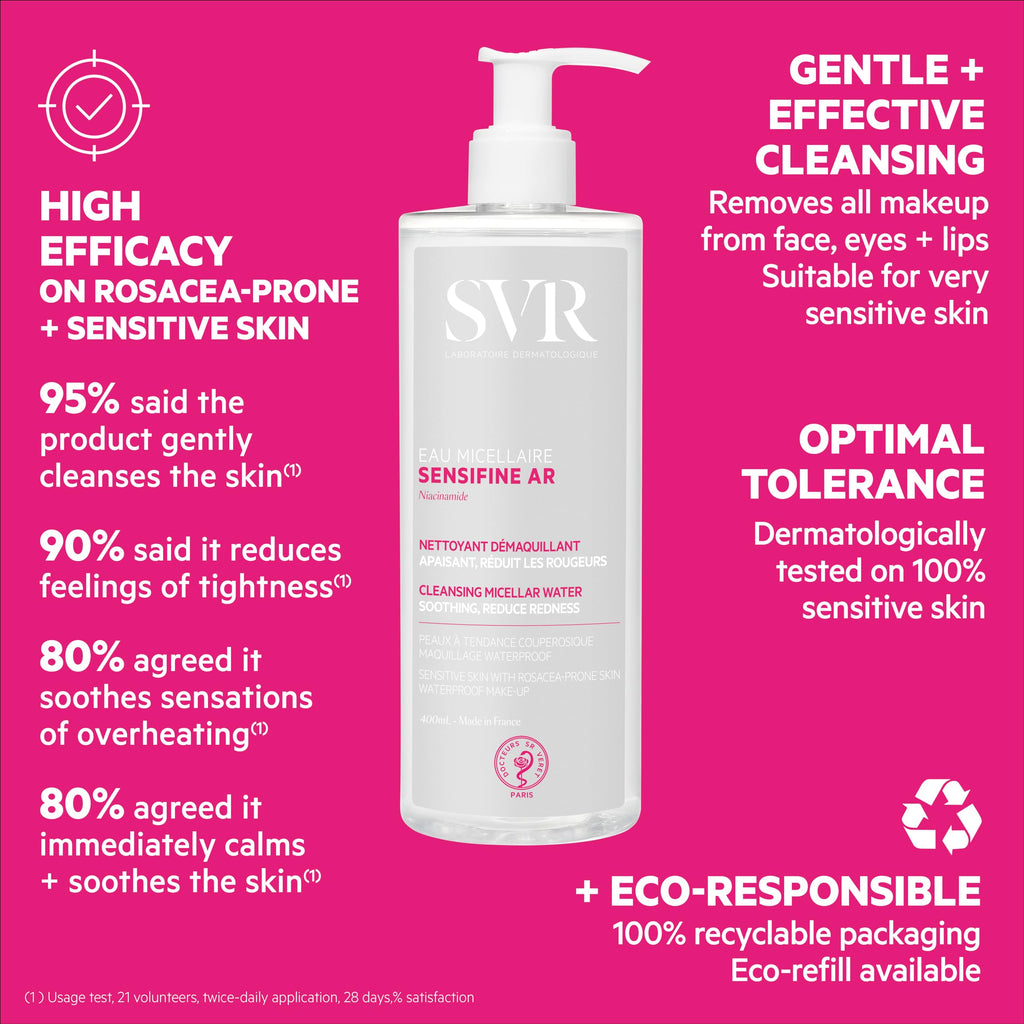 SVR Physiopure Cleansing Micellar Water - Gentle Makeup Remover for Sensitive Skin, Paraben-Free, 6.76 fl oz