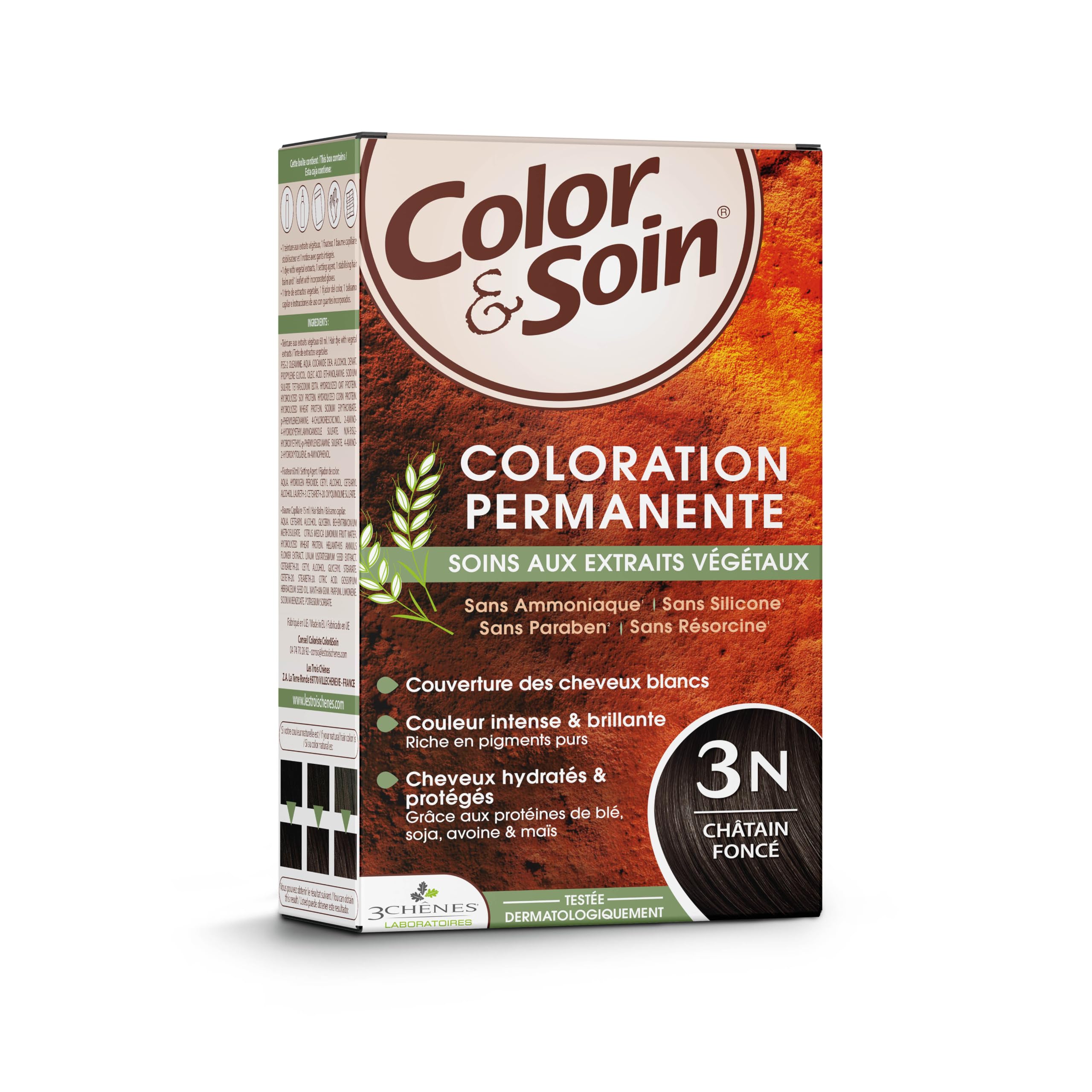 Color&Soin Natural Ammonia-Free Dark Chestnut Hair Dye - Gentle, Long-Lasting Color