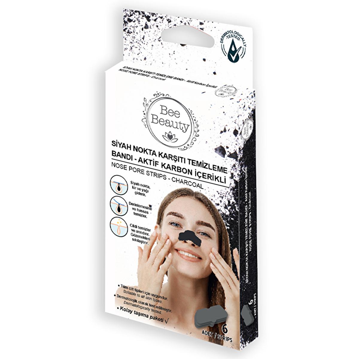 Bee Beauty Activated Charcoal Blackhead Removal Strips - 6 Pack, Dermatologically Tested for Deep Cleansing & Sensitive Skin