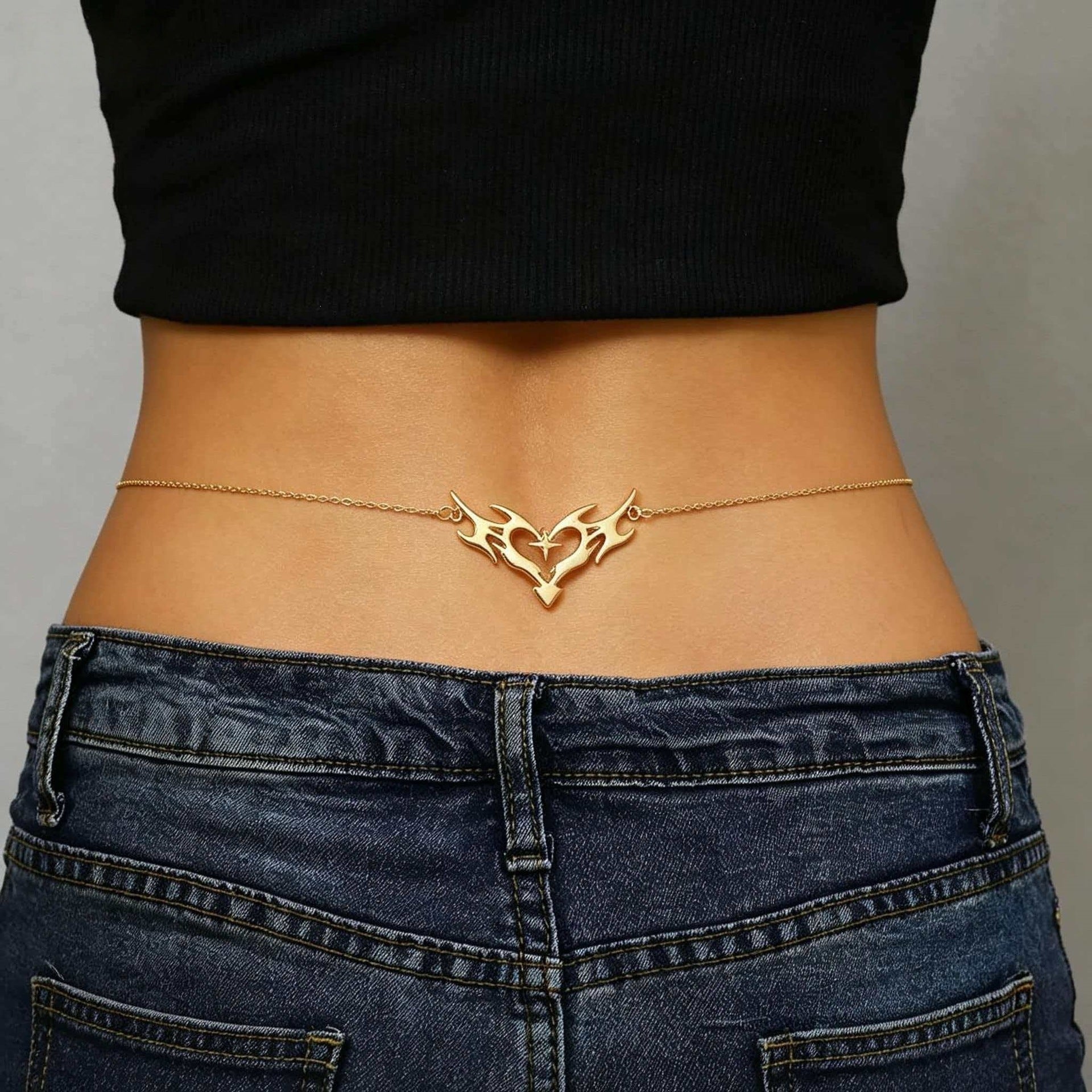 Elegant And Sexy Zircon Heart-Shape Wing Waist Chain