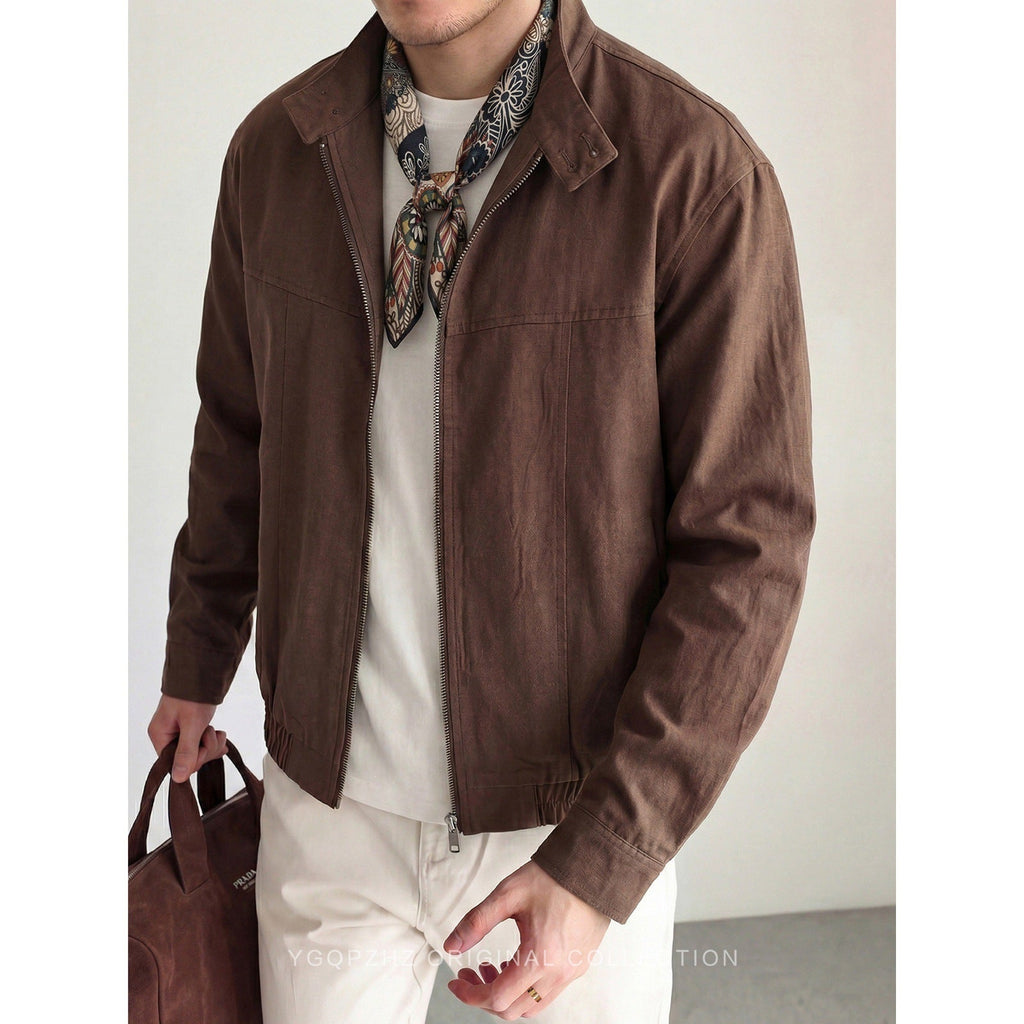 Old-money-style Vintage Stand-collar Utility Jacket