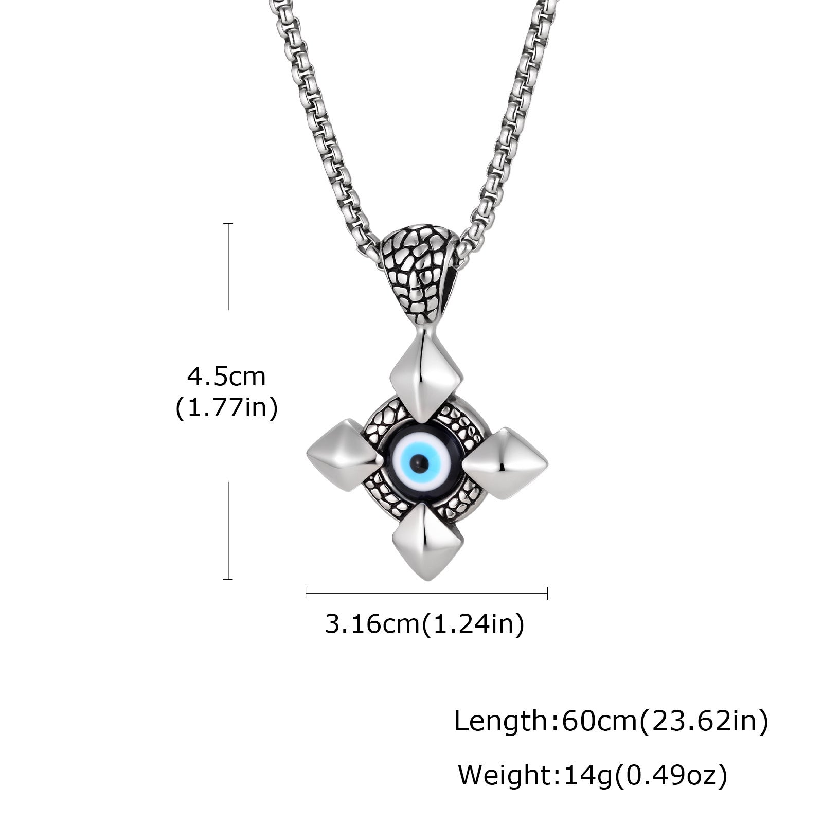 Stainless Steel Devils Eye Cross Pendant Necklace
