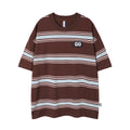 Vintage Stripe Niche Couple Loose Half Sleeve Top