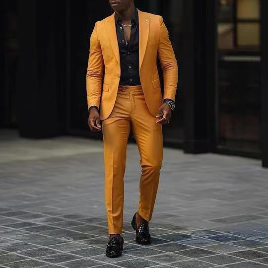 Mens Business-Casual Suit Pants Two-Piece Set