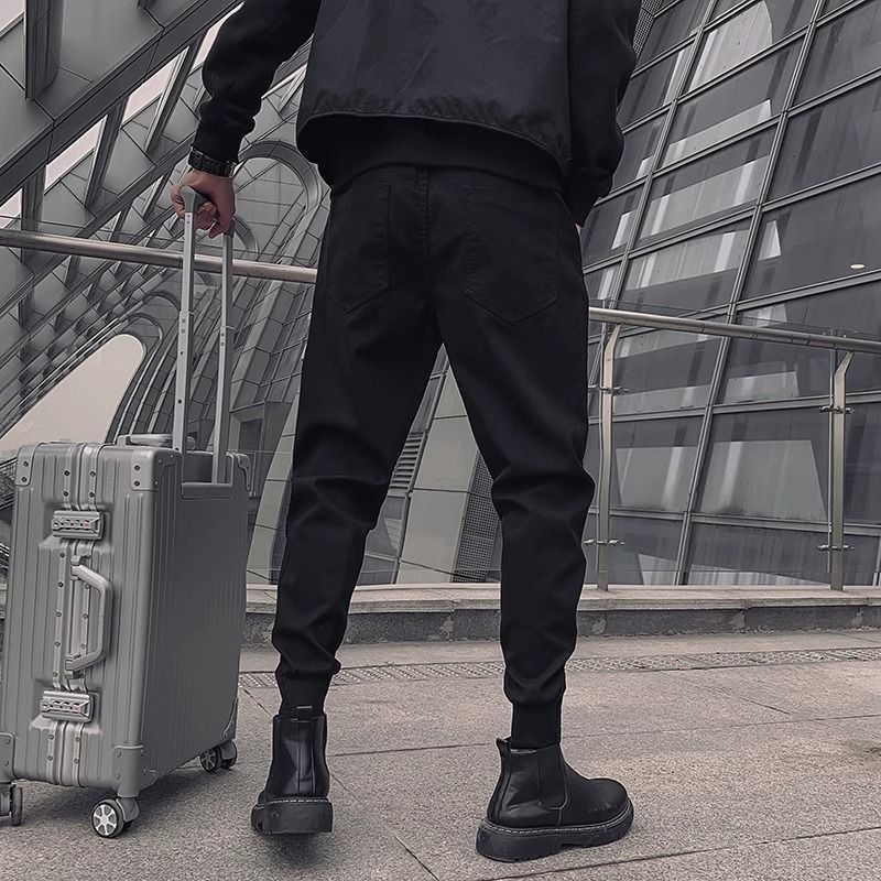 Mens Fleece-Lined Extra-Thick Slim-Fit Cargo Pants With Drawstring Hems