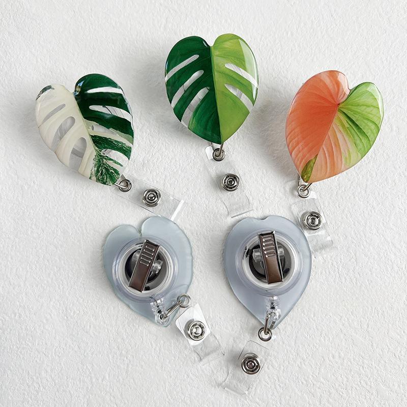 Rotating Leaf Acrylic Epoxy Work ID Badge Employee ID Card Alligator Clip