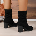 Womens Fashionable Plus-size Suede Chunky-heel Boots