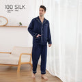 Men's 22 M Heavy Mulberry Silk Pajamas Lapel Homewear