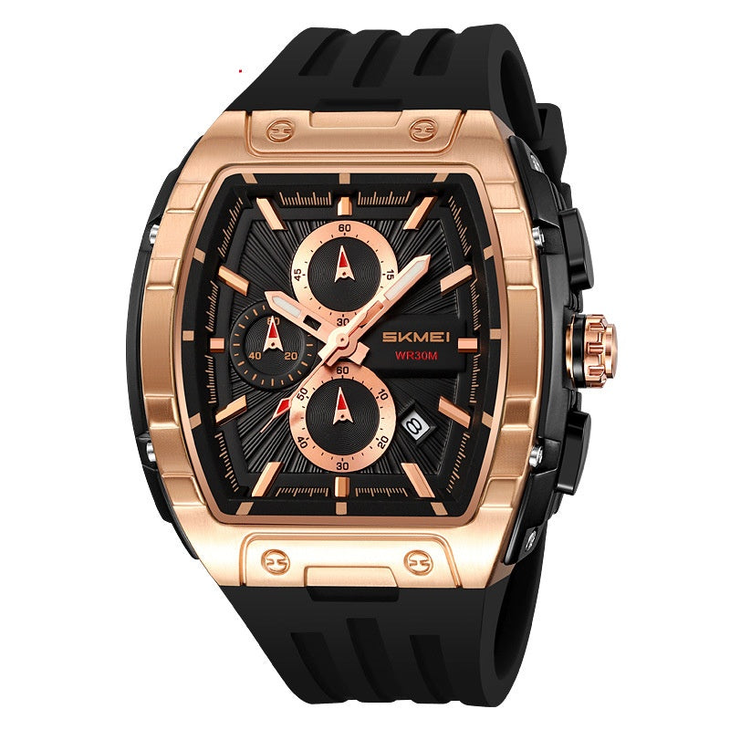 Shishi Mei Multi-function Chronograph Three-hand Watch Barrel-shaped Quartz Mens Watch