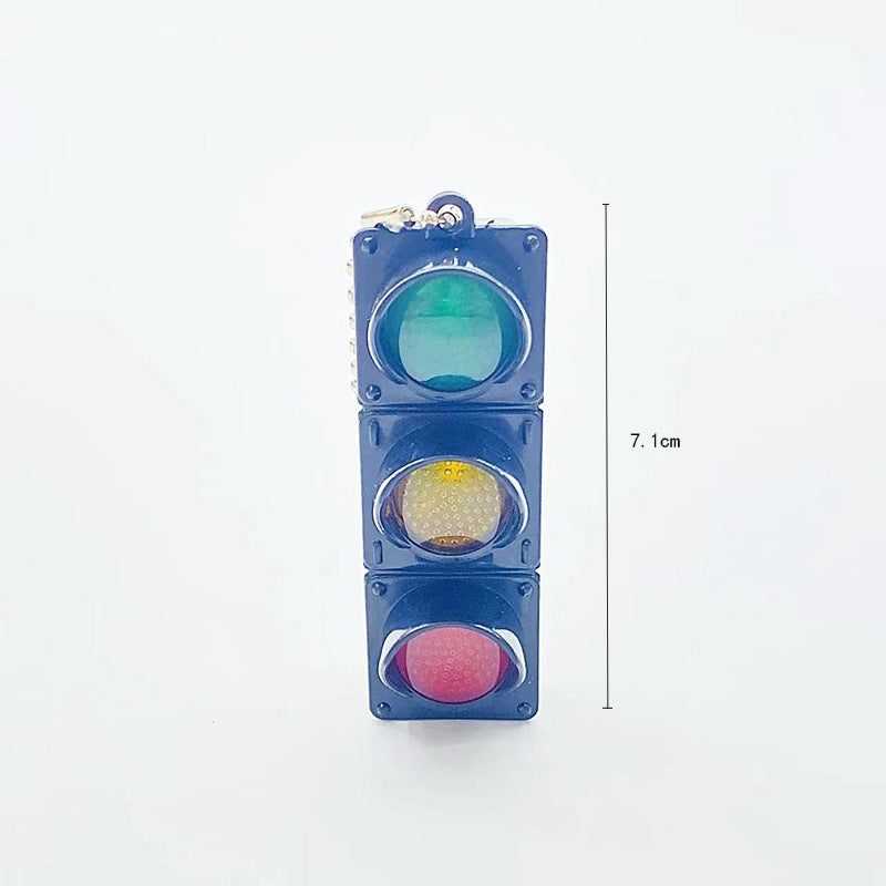 Mini Electronic Traffic Light Keychain Backpack Charm