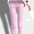Outerwear Stretchy Elastic-waist Colorful Pencil Pants