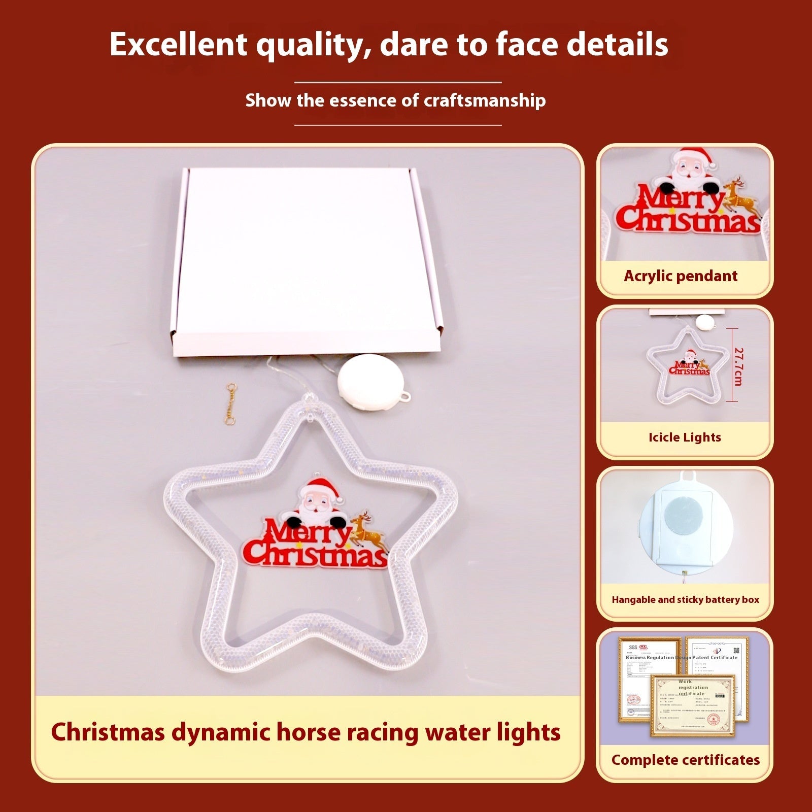 LED Christmas Star Pendant Window Door Decor