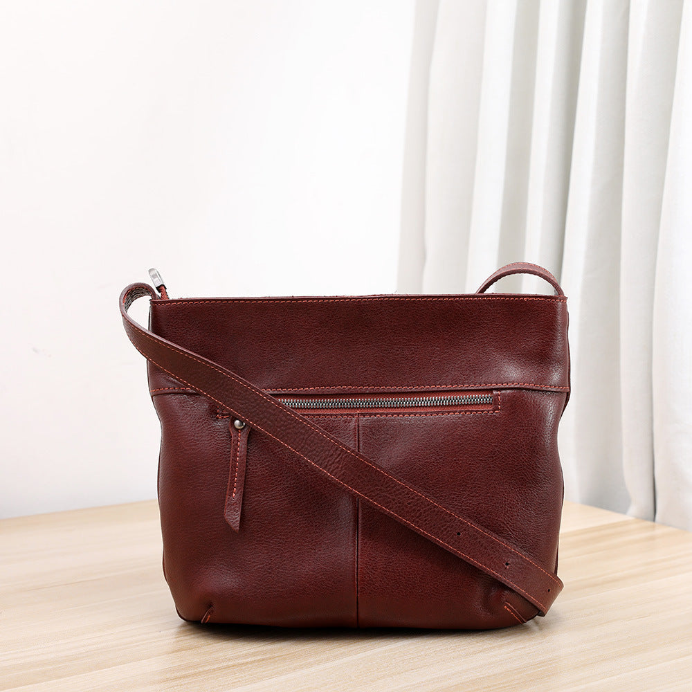 Womens Fashionable Washed-Effect Minimalist Shoulder Bag