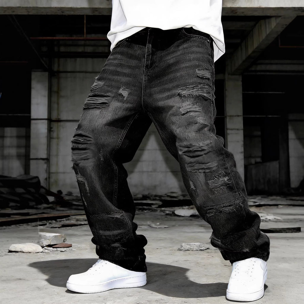 Retro Casual Personalized Patchwork Straight-leg Loose-fit Pants