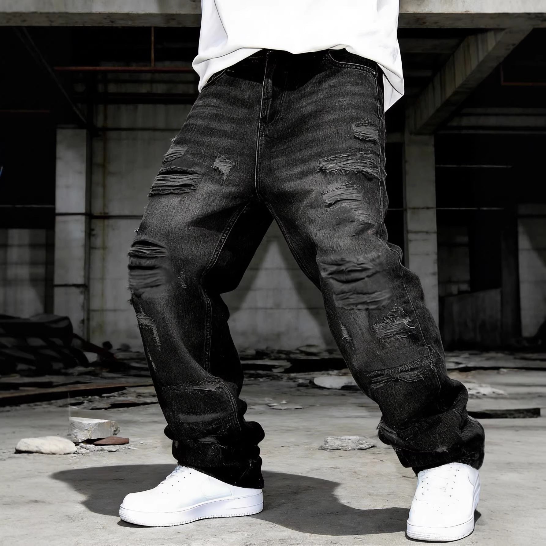 Retro Casual Personalized Patchwork Straight-leg Loose-fit Pants