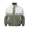 European And American Color Contrast Patchwork Workwear Stand-up Collar Jacket