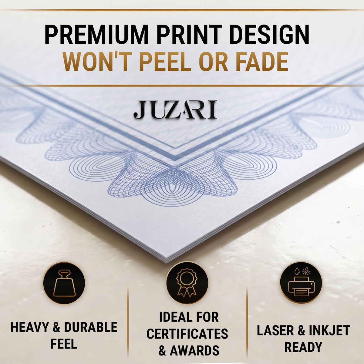100 Certificate Paper 8.5 x 11 inch for Printing Blank Certificate Papers for Award Certificates & Diploma Paper Premium Blue Border Award Papers Cardstock for Awards & Certificates Graduation