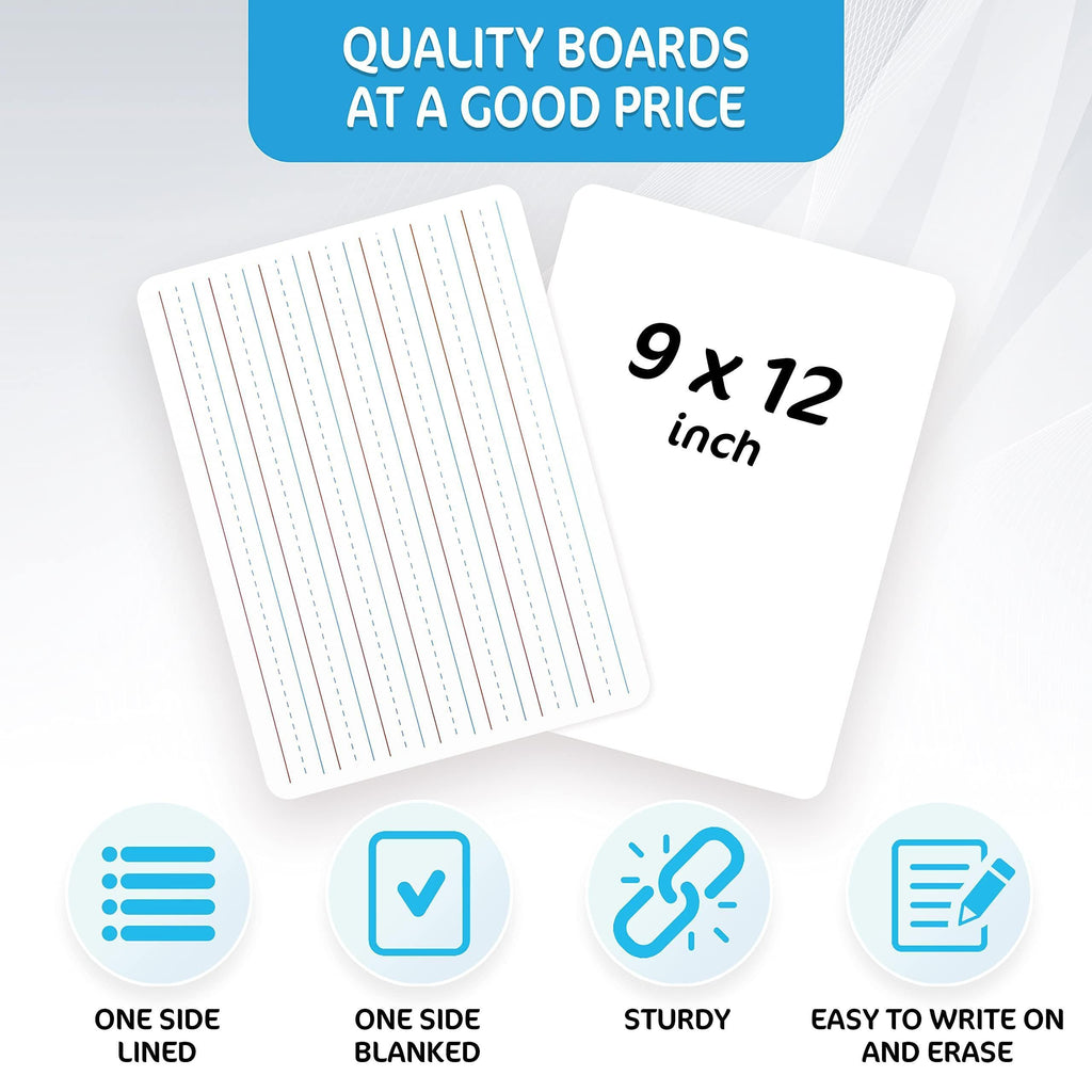 10 Pack 9x12 inch Lined Mini White Boards for Students Double Sided White Board Lines Classroom Whiteboards for Students Kids Small Dry Erase Board with Lines Personal Lined Whiteboard Dry Erase