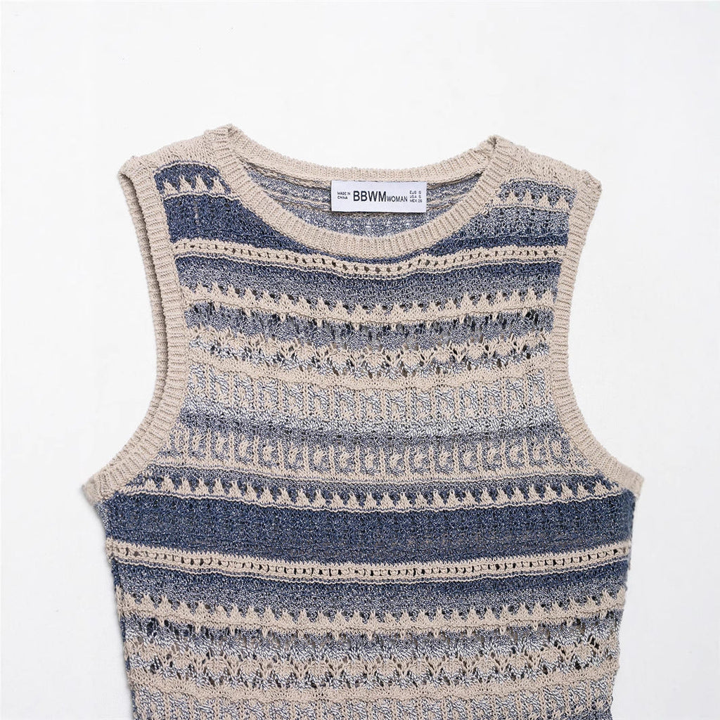 Women's Casual Striped Knitted Sleeveless Top