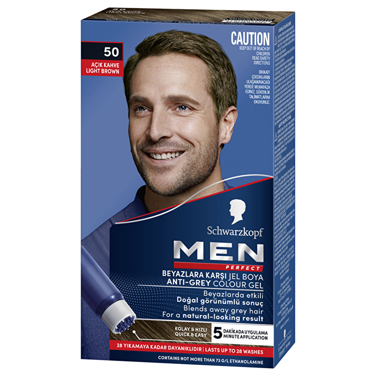 Men Perfect Hair Color 50 Light Brown - Quick Application | Natural Look