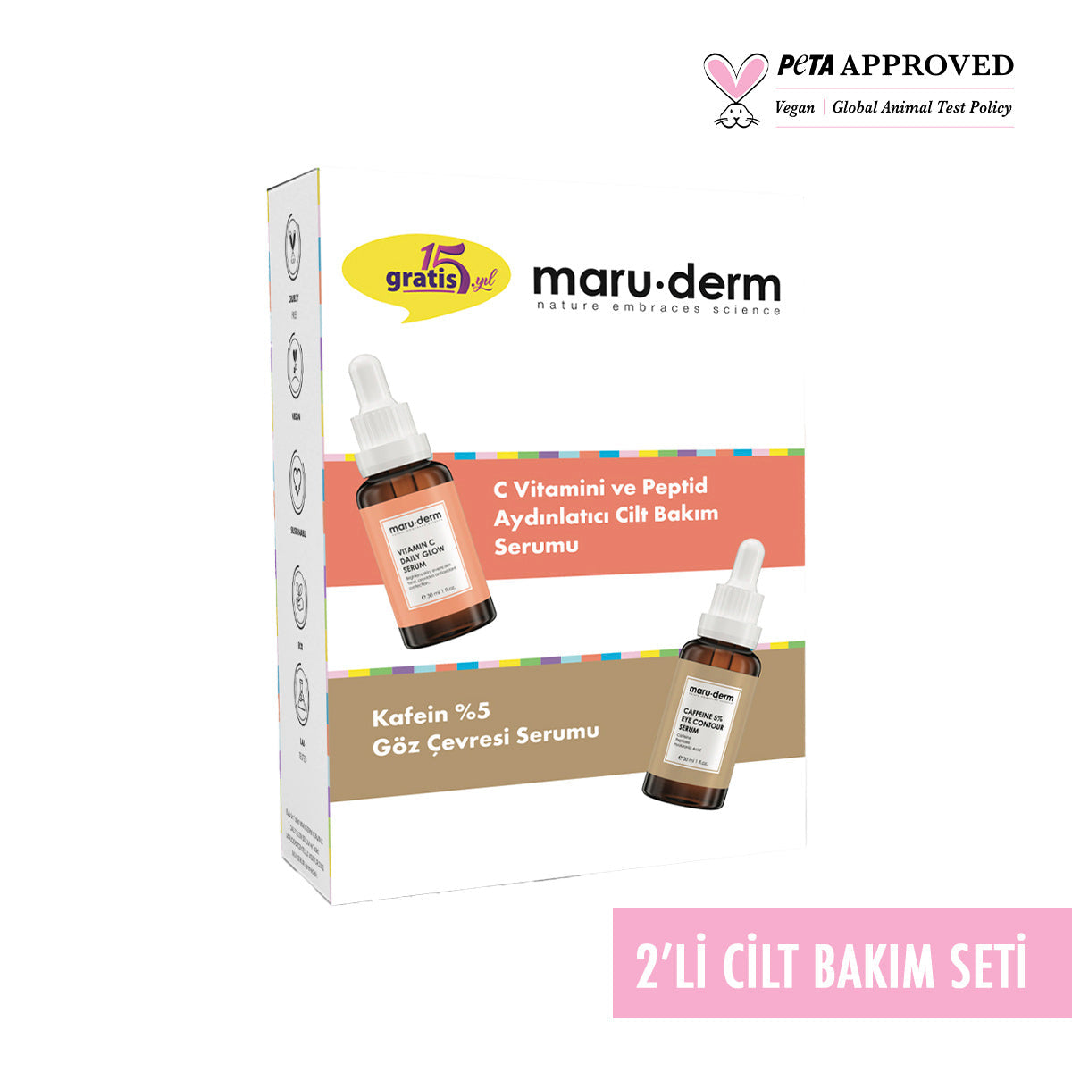 Maruderm Vitamin C Serum & Caffeine Eye Serum Set - 30ml Each | Brightening Care