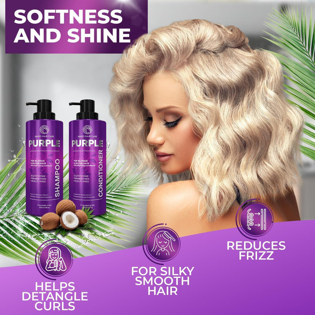 Purple Shampoo and Conditioner Set 14 Fl Oz Set of 2 Sulfate Free Formula for Women and Men For Toning and Balancing Brassy Blonde Silver and Gray Hair