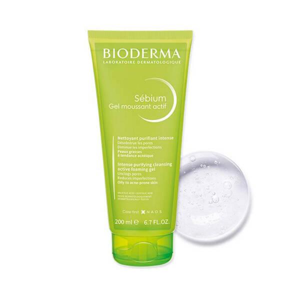 Bioderma Sebium Foaming Gel Active: Oil Control & Acne Defense - Gentle, Hypoallergenic Face Wash for Oily & Acne-Prone Skin (6.76 fl oz)