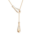 Adjustable Lariat Snake Chain Necklace, Minimal Teardrop Y-Shape Sweater Chain, Quiet Luxury Gold Jewelry For European Spanish Women