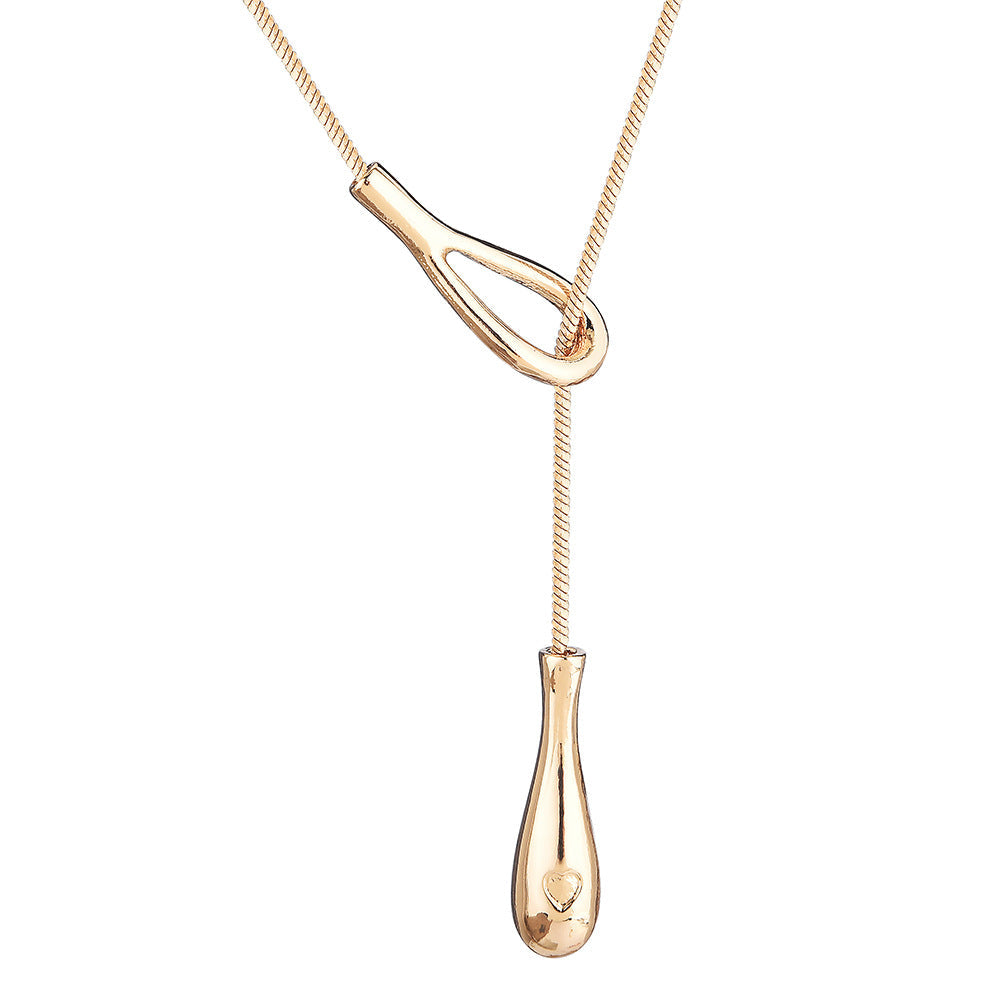 Adjustable Lariat Snake Chain Necklace, Minimal Teardrop Y-Shape Sweater Chain, Quiet Luxury Gold Jewelry For European Spanish Women