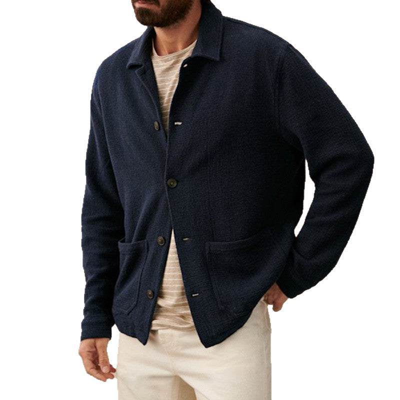 New Fallwinter Mens Casual Knitted Cardigan With A Lapel And Buttons