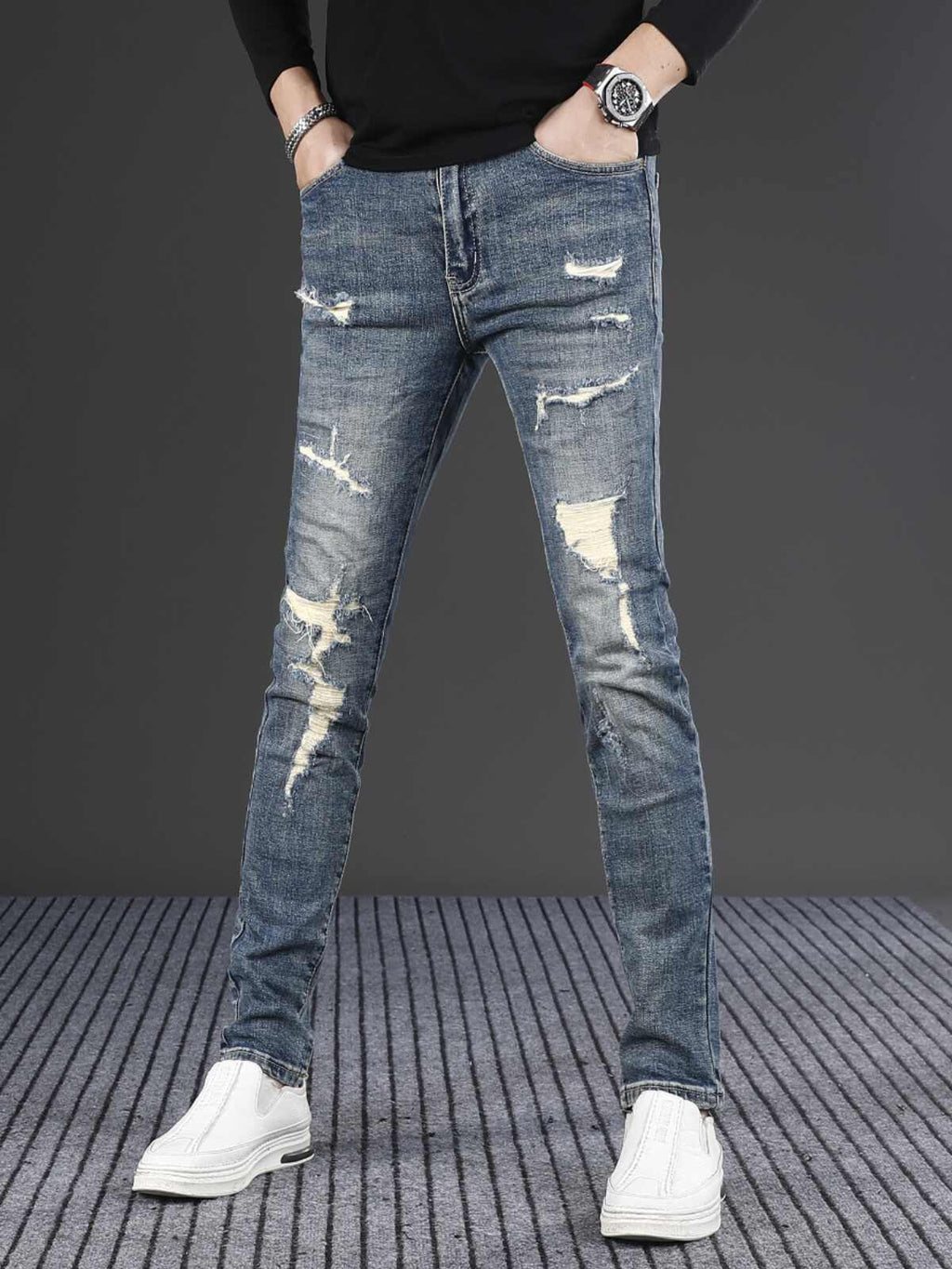 Men's Slim Fit Skinny Ripped Jeans