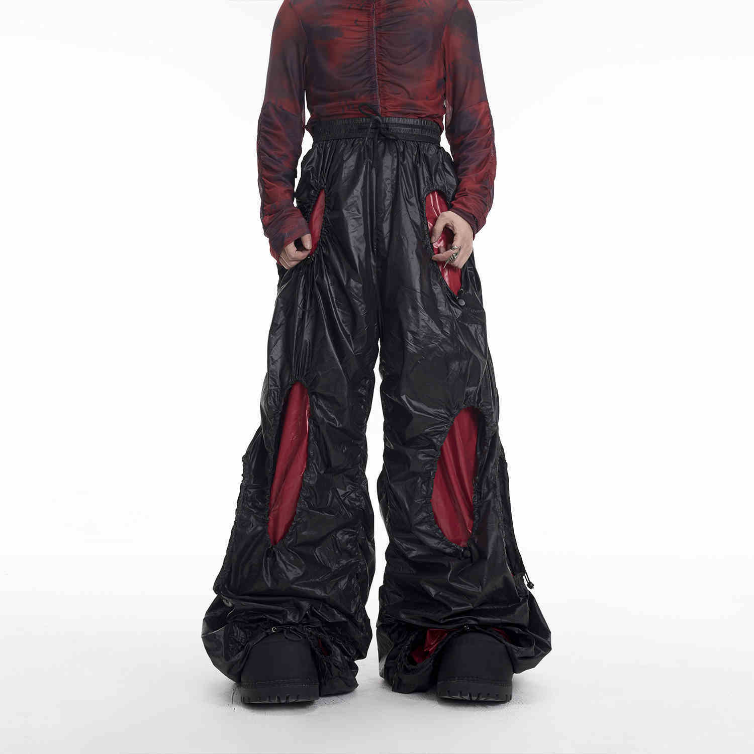 Original Niche Pleated Hollow Drawstring Pants