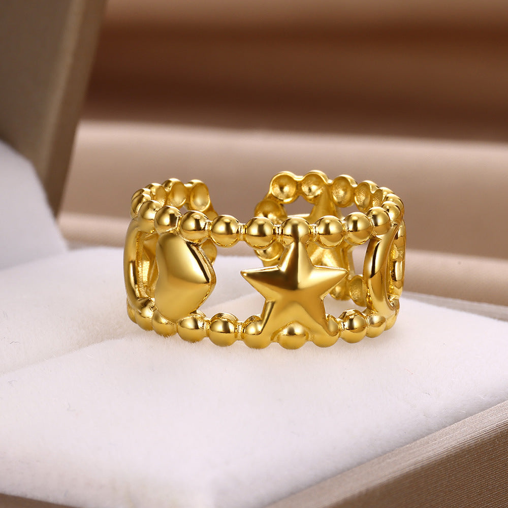 Geometric Line-cut Hollow Mens And Womens Ring