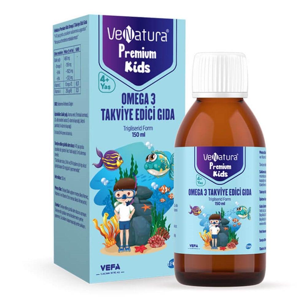 VeNatura Kids Premium Omega 3 Supplement: Delicious Orange Flavor for Brain & Immune Support (150ml)