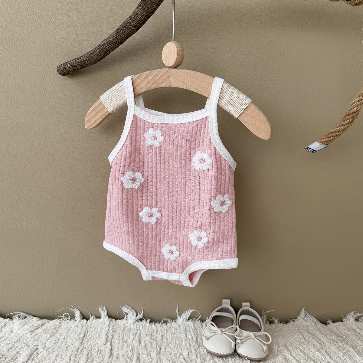 Floral Embroidered Baby Romper for Girls